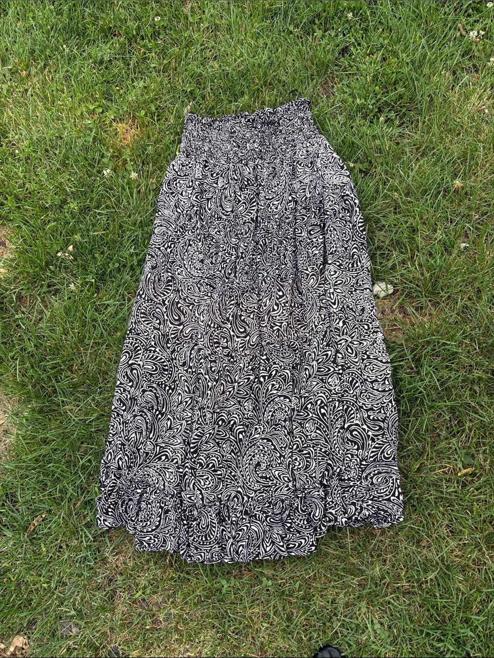 Angie Black and White Paisley Maxi Skirt